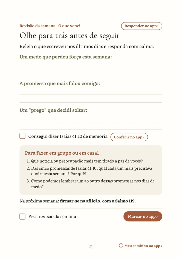 A revisão da semana