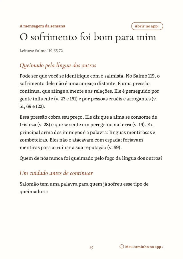 A mensagem da semana
